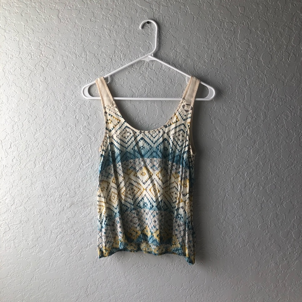 Tan/Blue/Yellow, Kira Tank Top, S